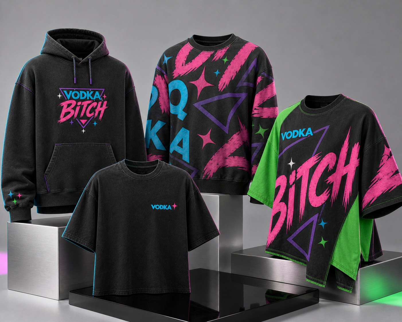 The four-piece Vodka Bitch Bad Influence capsule